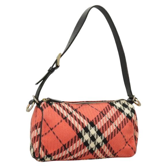 Burberry Nova Check Blue Label Hand Bag Canvas Red - Picture 1 of 16